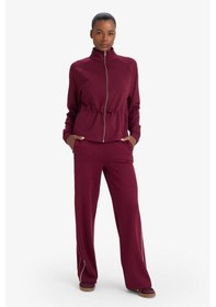Resim Defacto Standart Fit Dik Yaka Fermuarlı Beli Lastikli İçi Yumuşak Tüylü Modal Hırka G4368ax25wnbr170 Bordo-br170 