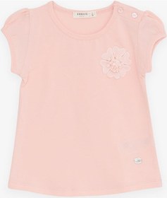 Resim Breeze Kız Bebek Tişört Çiçek Nakışlı 9 Ay-3 Yaş, Somon-somon Somon 