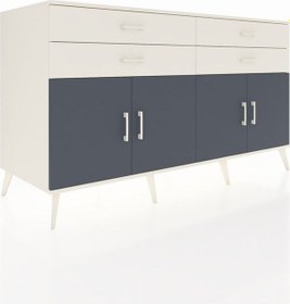 Resim Kronos Konsol 2 Raflı 4 Çekmeceli 8 Kapaklı 176x59x99 Aytaşı-antr Aytaşı-antrasit/aytaşı 