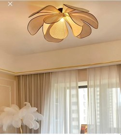 Resim Modern Plafonyer Avize Iskandinav Boheme Çiçek Avize Hazeran Hasır Avize Rattan Salon Avizesi Çok Renkli 