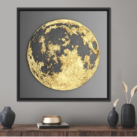 Resim Kayra Export Kanvas Tablo, Siyah Çerçeveli Kanvas Tablo, Gold Moon Canvas Baskı, Altın Ay Kanvas Sanatı, 