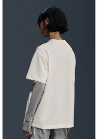 Resim Nike Sportswear Air Loose Fit T-shirt Kadın Bol Kesim Pamuklu Tişört Krem Krem 