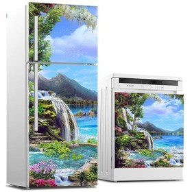 Resim Buzdolabı Ve Bulaşık Makinası Beyaz Eşya Sticker Kaplama Göl Çiçe (540884655) 