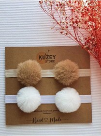 Resim KUZEY STORE 2li Ponponlu Bebek Bandana Seti 