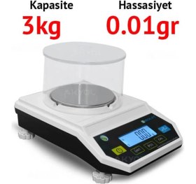 Resim Fly 3000 Hassas Tartım Terazisi - Hassasiyet: 0.01GR. Max: 3kg. 