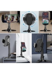 Resim Masaüstü Telefon Standı 360 Derece Dönebilen Başlıklı Ayaklı Telefon Tripodu 