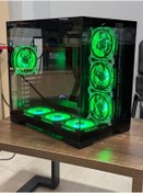 Resim alltech Gametech Anime Karakterli 7 RGB Fanlı Akvaryum Kasa Siyah 