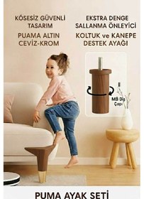 Resim Puma 15 Cm Ceviz-altın 6'lı Set Mobilya Kanepe Tv Ünitesi Dolap Konsol Ve Destek Ayağı Ceviz-altın 