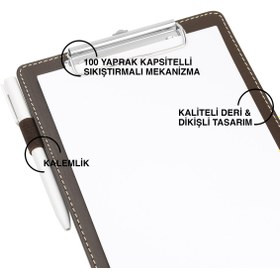 Resim 2K Sekreterlik,A5 Küçük Boy,Kapaksız,A5 Clipboard Vegan Suni Deri,17,5x24,5 cm.,Kahverengi 