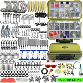Resim Balıkçılık Tutucu Aksesuar Seti (150/218/320 Parça) Balıkçı Kancaları, Ağırlandırmalar, Lastik Şamandıralar, Boncuklar ve Dönerler İçerir - Takım Kutusu Dahil - Balıkçı Meraklıları için Mükemmel Hediye 