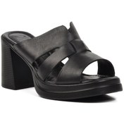 Resim Venüs 2413403y Siyah Hakiki Deri Kadın Topuklu Terlik 001 