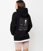 Resim Teknik Kadeh Oversize Unisex Kapüşonlu Sweatshirt 