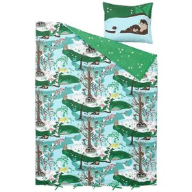 Resim Çocuk Nevresim Takımı, Mavi-yeşil, 150x200/50x60 Cm Hayvanlar Alemi Mavi - Yeşil 