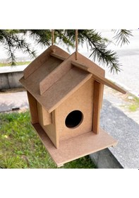 Resim Emach Dizayn Dayanaklı Boyanabilir Dekoratif Ahşap Kuş Evi Yuvası 21 x 16 x 21 CM 