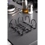 Resim Metallica Concept 3lü Siyah Nihale Set Peçetelik Havluluk Seti Paslanmaz Mutfak Seti MC0096 