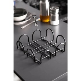 Resim Metallica Concept 3lü Siyah Nihale Set Peçetelik Havluluk Seti Paslanmaz Mutfak Seti MC0096 