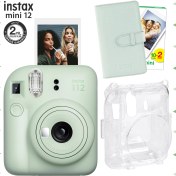 Resim Fujifilm Instax Mini 12 Yeşil Fotoğraf Makinesi-20'lu Film-Laporta Albüm ve Şeffaf Kılıf Seti 