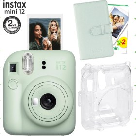 Resim Fujifilm Instax Mini 12 Yeşil Fotoğraf Makinesi-20'lu Film-Laporta Albüm ve Şeffaf Kılıf Seti 