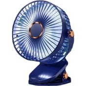 Resim Küçük Taşınabilir Klipsli Masa Vantilatörü, Şarj Edilebilir, 7 Mavi, 