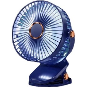 Resim Küçük Taşınabilir Klipsli Masa Vantilatörü, Şarj Edilebilir, 7 Mavi, 