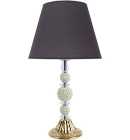 Resim Dekovien Modern İncili Ayaklı Kumaş Füme Abajur Füme 