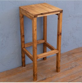 Resim Ahşap Bar Taburesi Sandalye 