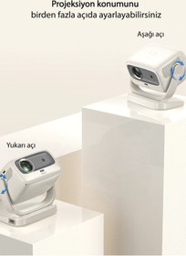 Resim Yesido Kablosuz Taşınabilir 4K Destekli BT 5.1 720P Android Sistemli Sinema Hoparlörlü Projeksiyon Cihazı 