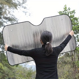 Resim Fit Araba Güneşlik - Isı Yalıtımlı & UV Koruma Ön Cam Kapağı Park İçin 