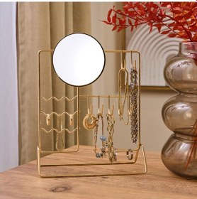 Resim Metal Aynalı Takı Askısı - Sarı - 19,5x27x10 Cm 