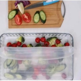 Resim 2 Adet Silikon Dikdörtgen Borcam Tepsi Kapağı 2 Adet 