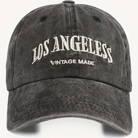 Resim Erkek ve Kadınlar için Vintage Los Angeles Beyzbol Kasketi - Distressed Pamuk Şapka ile Nakış - Elle Yıkama veya Kuru Temizleme 