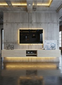 Resim Resital Ledli Duvara Monte Tv Sehpası - Traverten - W6009-8 Traverten 