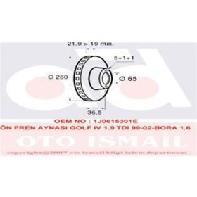 Resim VALEO 186604 FREN DİSKİ ÖN GOLF IV 97- GOLF V 03- BORA 99- / A3 9 