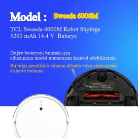 Resim TCL Sweeda 6000M Robot Süpürge 3200 mAh 14.4 V Batarya - Orjinal Uyumlu Uzun Ömürlü, Yüksek Performans Pil 