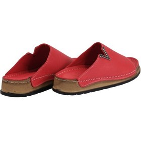 Resim Napa Shoes Hakiki Deri Tek Geniş Bantlı Metal Aksesuarlı Rahat Taban Kadın Terlik Napa-308 Kırmızı 