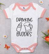 Resim Bitmeyen Kartuş Bk Kids Drinking Buddies Tasarımlı Pembe Bebek Body Zıbın-1 