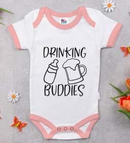 Resim Bitmeyen Kartuş Bk Kids Drinking Buddies Tasarımlı Pembe Bebek Body Zıbın-1 