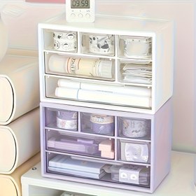 Resim 6 Çekmece Masaüstü Düzenleyici - Tensiyonlu Montaj - Hafif, Geniş Çok Fonksiyonlu Depolama Kutusu, Ofis Malzemeleri, Kırtasiye ve Yurt Eşyaları için Mükemmel, Cadılar Bayramı ve Noel Hediyeleri, Ofis Malzemeleri ve Aksesuarları, Ev Depolama için Masa ve Çekmece Düzenleyici 