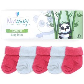 Resim Novibaby 5'li Bambu Yenidoğan Bebek Çorabı I Coral I 0-6 ay "Karışık Renkli" 