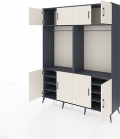 Resim Hyperion Gardrop 10 Raflı 8 Kapaklı 2 Askılı 176x44x221 Antrasit-aytaşı/antrasit Aytaşı/antrasit 