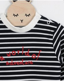 Resim Luess Erkek Çocuk Çizgili Baskı Detaylı Sweatshirt 6ay-4yaş -lacıvert Lacivert 