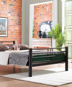 Resim Unimet Kappis Çift Kişilik Ferforje Metal Karyola-siyah (AHŞAP LATALI) 