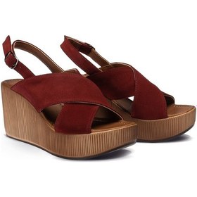 Resim Deery Hakiki Süet Bordo Kadın Sandalet Bordo (492261893) Bordo 