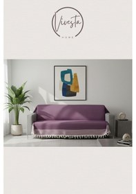 Resim Pamuklu Koltuk Örtüsü 180 210 Cm Leke Tutmaz, Dayanıklı, Modern Tasarım Mürdüm 