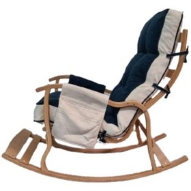 Resim Zuesse Dizayn Mosso Çift Minderli Ahşap Sallanan Sandalye Tv Baba Koltuğu Dinlenme Koltuğu Petrol Yeşili - Krem 