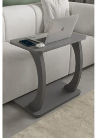 Resim Desk Çalışma Sehpası, Laptop Sehpası, Çift Ayaklı Geniş Yüzey Antrasit Gri 