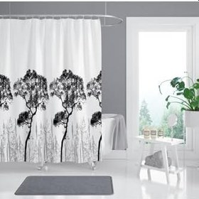 Resim Banyo Perdesi 1x120x200 Tek Kanat Duş Perdesi Halka Hediyeli Duşakabin Perdesi 3391 