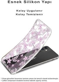 Resim PrintiFy Samsung Galaxy A15 Kamera Korumalı Kapak Floral Pudra Tasarımlı Şeffaf Kılıf 