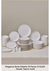 Resim Karaca Elegance Bone Esbelto 53 Parça 12 Kişilik Yemek Takımı Gold 