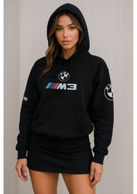 Resim Hmo Store Unisex Siyah Hoodie Bmw Logolu Rahat Kesim Siyah 